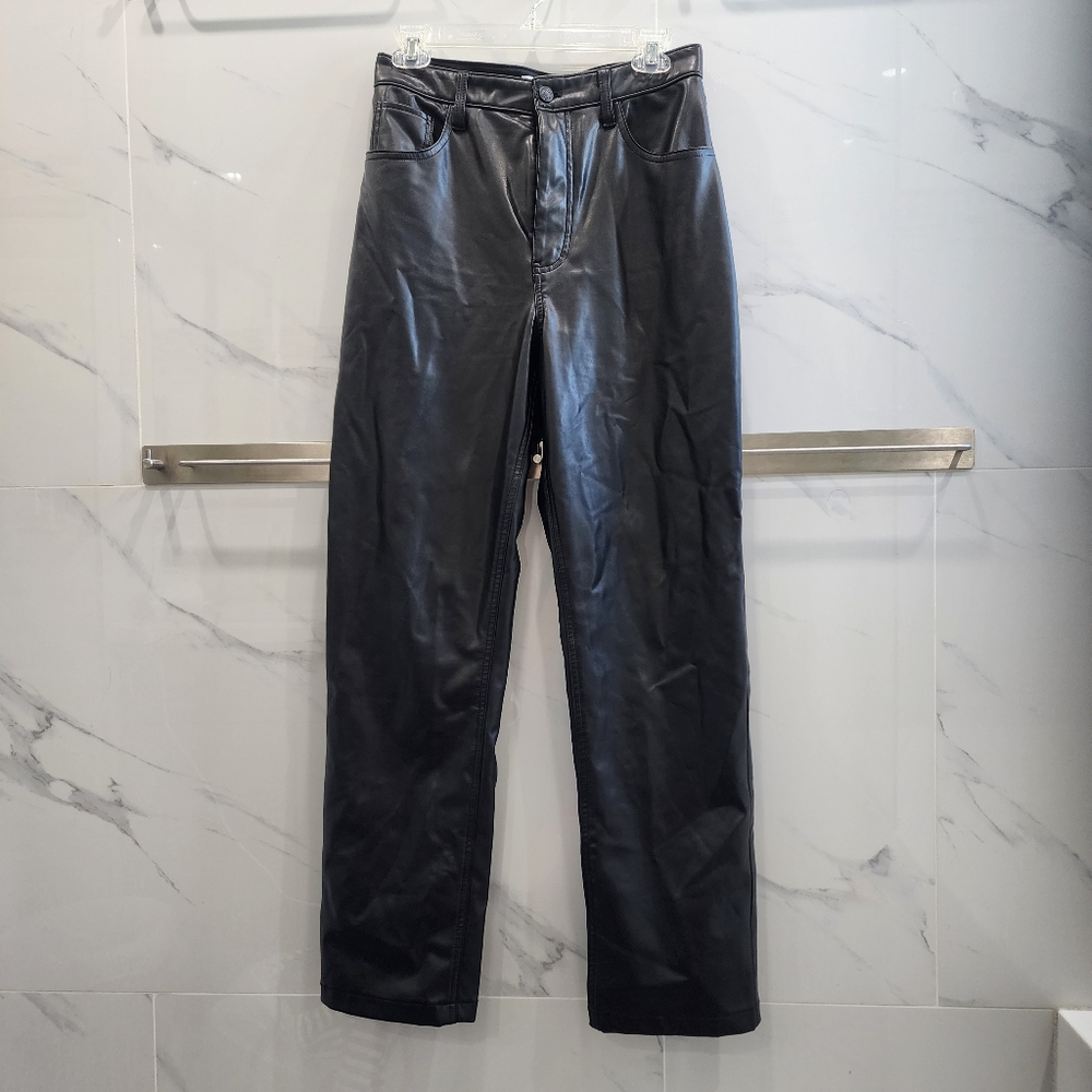 Abercrombie | Pants | 90s Ultra High Rise Straight Faux Leather Black Pants